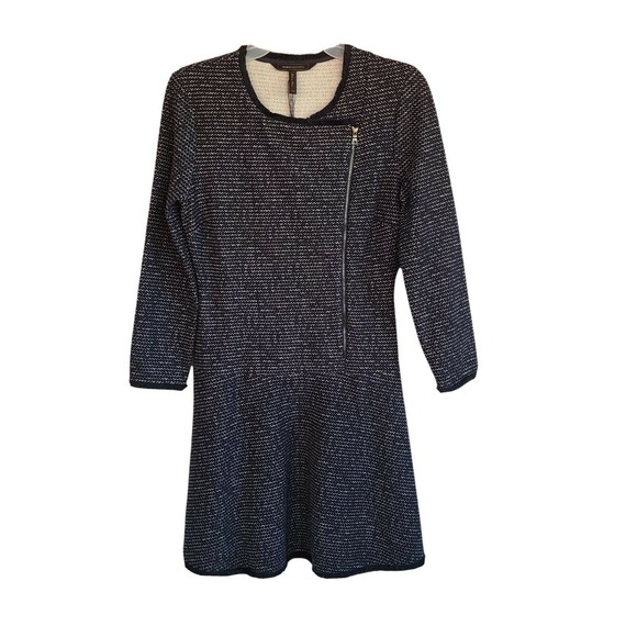 BCBGMAXAZRIA Linza Fringe Trim Knit Fit & Flare Dress XS NWT - Picture 4 of 12